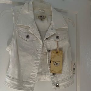 White cut off denim vest